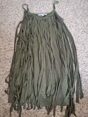 Olive Green Fringe Women's Top